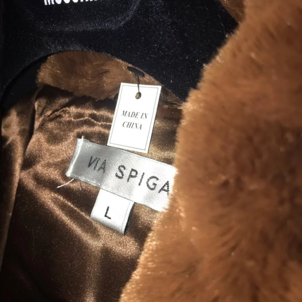 Via Spiga Crop Faux Fur Jacket, Size Large, NWT - Picture 9 of 11